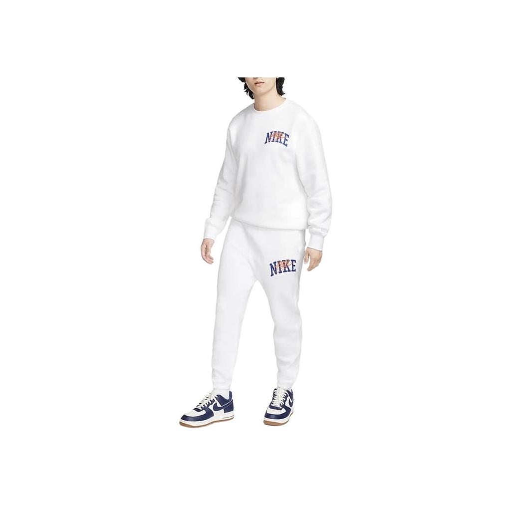 Nike Club Fleece Letter Print Drawstring Casual Cuffed Fleece Joggers Men Joggers White FV4454-100