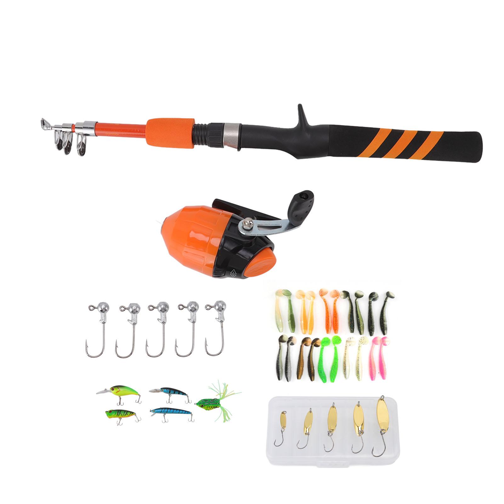 

1,5 м Детская удочка Оранжевая Мини Портативная Выдвижная Складная Удочка Для Начинающих Малышей Набор