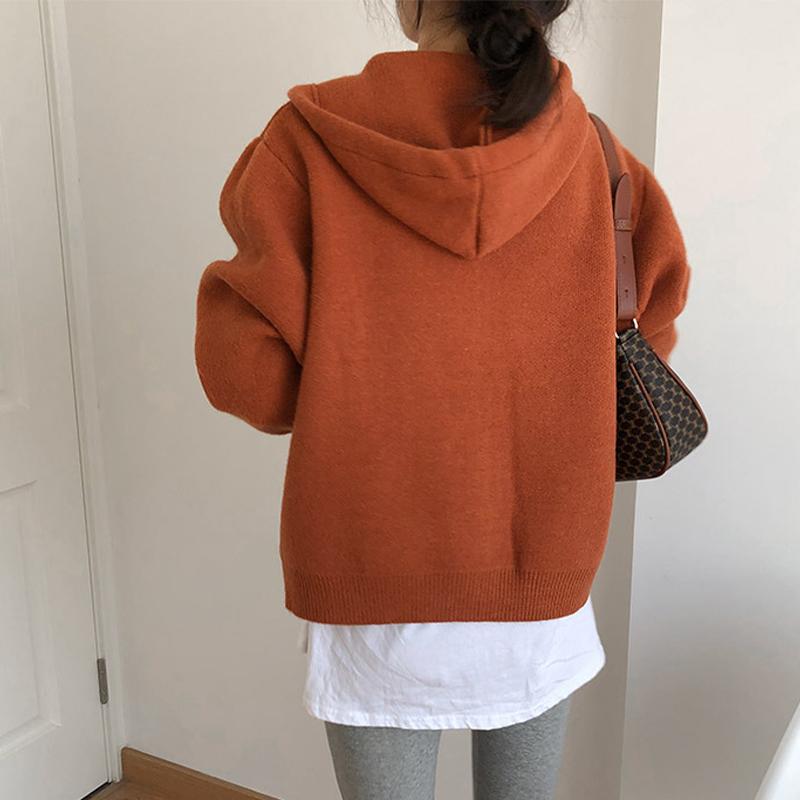 Вязаный кардиган с капюшоном на молнии — фото 14