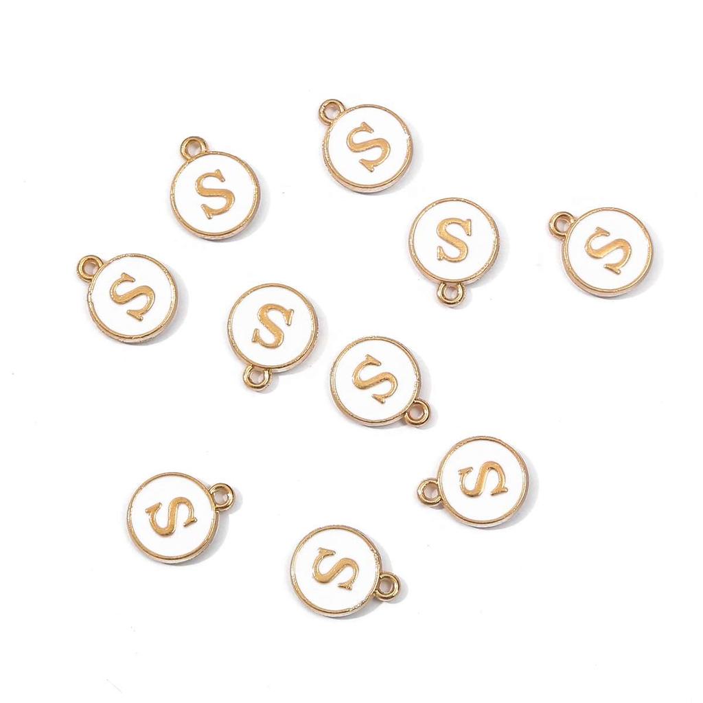 10 Uds. De dijes de letras en inglés esmaltados de Metal, colgante para fabricación de joyas DIY, accesorios para collares y pulseras