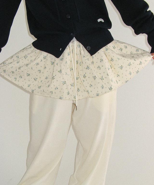 RONRON Layered Skirt Training Pants Ivory Flower