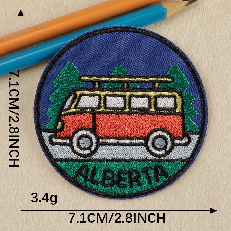 

Вышитая этикетка Аксессуары для одежды Вышитые наклейки Круглые значки Серия Camping Аксессуары для нашивок на клеевой основе Тканевые этикетки Наклейки на ткань G3L-A-2-5