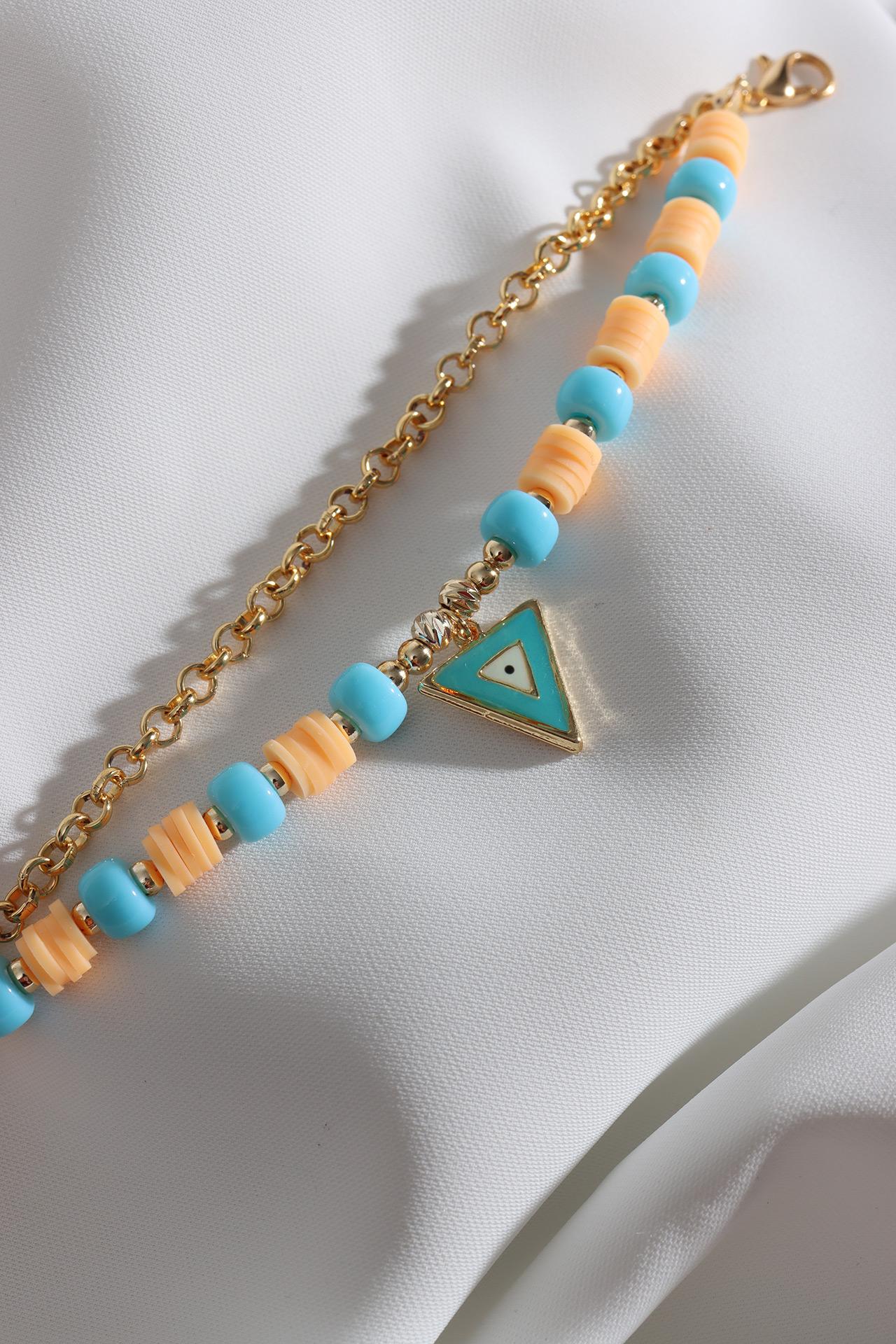 

Набор из 2 оранжевых треугольных браслетов-подвесок Fimo с бусинами