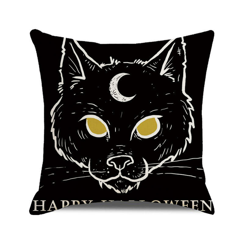 Halloween Trick or Treat Linen Cushion Cover 45x45cm Cartoon Sofa Pillow Case