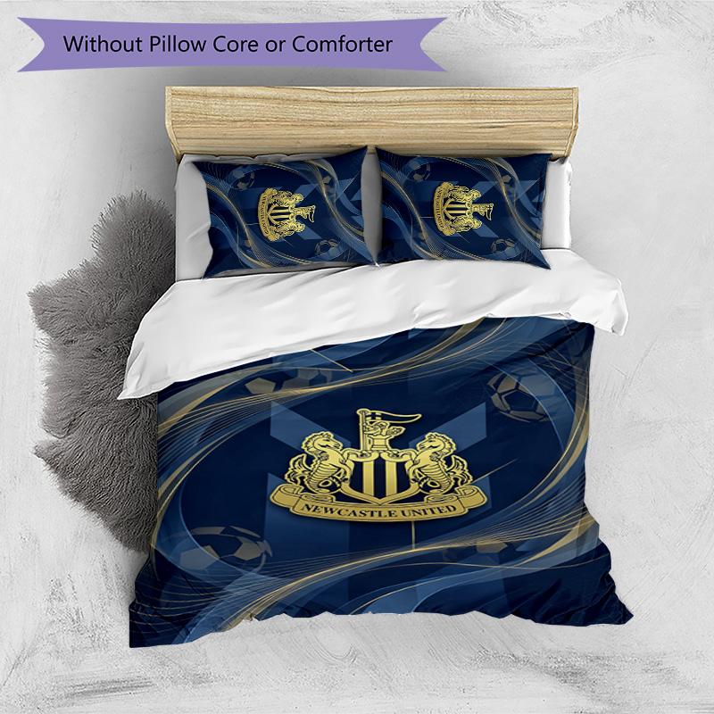 Set Lenzuola Stampato Newcastle United Football 3 Pezzi, Comodo Set Copripiumino per Camera da Letto Amico della Pelle