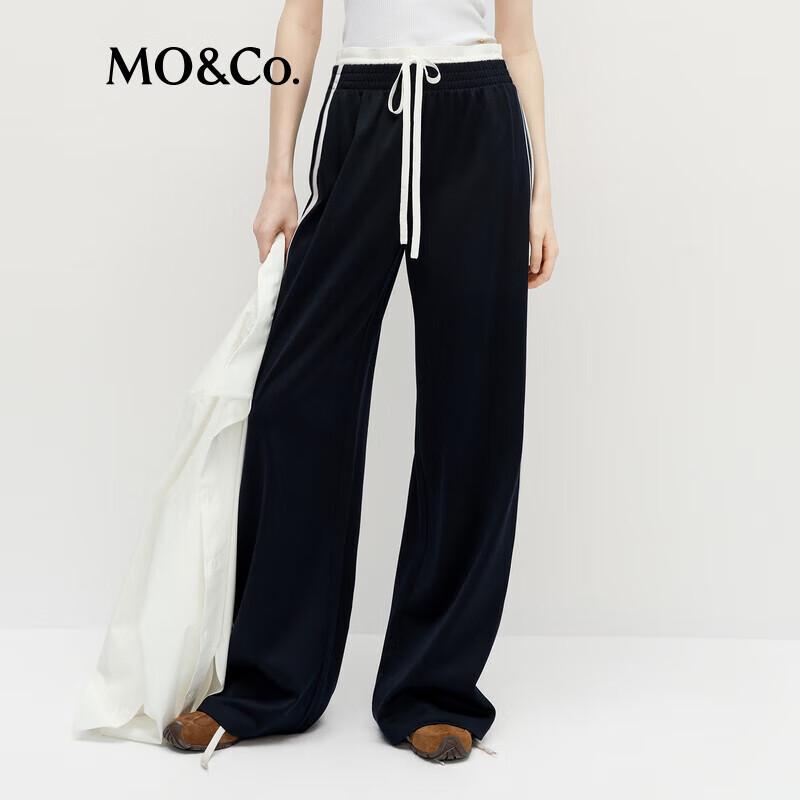 MO&Co. Sporty Color-Block Casual Straight-Leg Pants