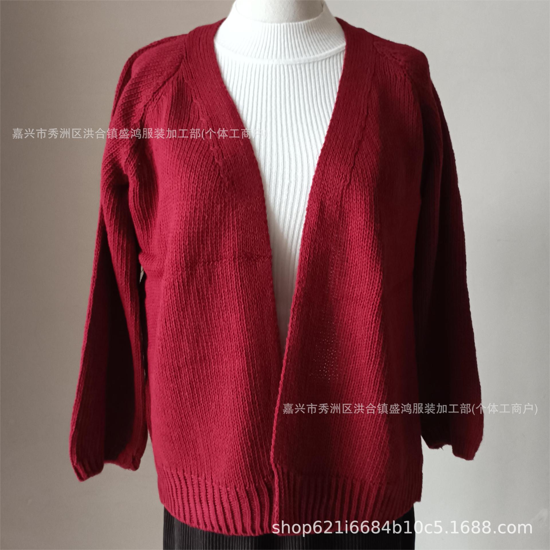 

Популярная женская одежда мода Юго-Восточной Азии женский свободный свитер-жакет простой однотонный вязаный кардиган женский тонкий 47-162 (average size) красный