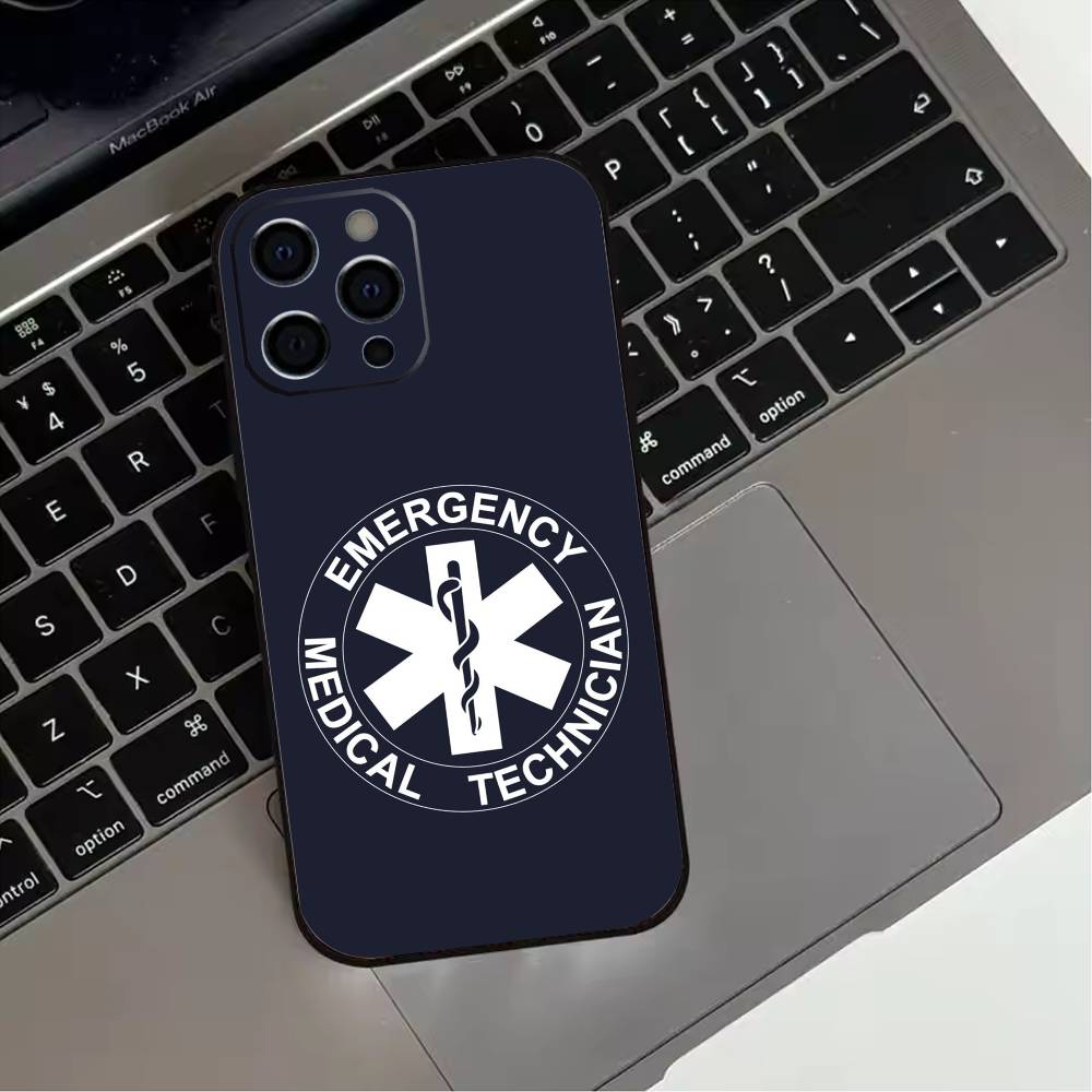 EMT EMS Ambulance LOGO  Phone Case For iPhone 17,16,15,14,13,12,11 Plus,Pro Max,XS,Soft Silicone Black Cover