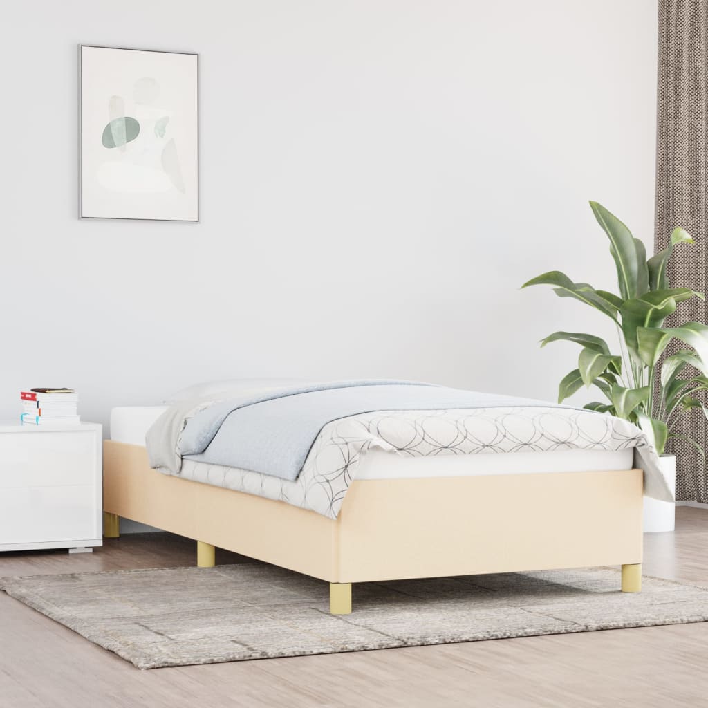 Bed Frame without Mattress Cream 90x190 cm Fabric
