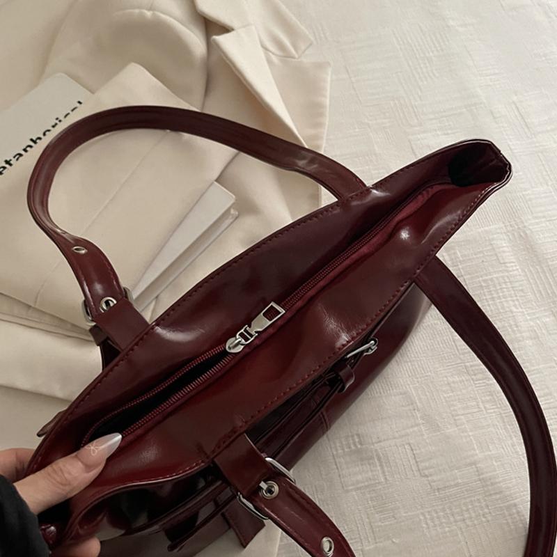 Yogodlns Belt Design Women's PU Leather Shoulder Bags Motorcycle Style Hot Girls Underarm Bag Large Capacity Female Casual Tote Handbags