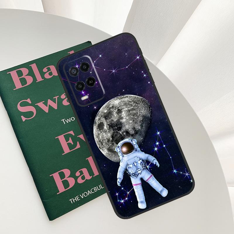 Moon Stars Space Astronaut Case For Oppo A54 A74 A94 A54S A57S A15 A16 A17 A52 A72 A76 A96 A58 A78 A98 A77 A5 A9 Cover