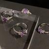 Inel de logodnă Charlie Sue Diamant Violet: Dulce, Cool Argint Sterling 925 pentru Degetul Arătător - Dragoste de Lumină și Noapte