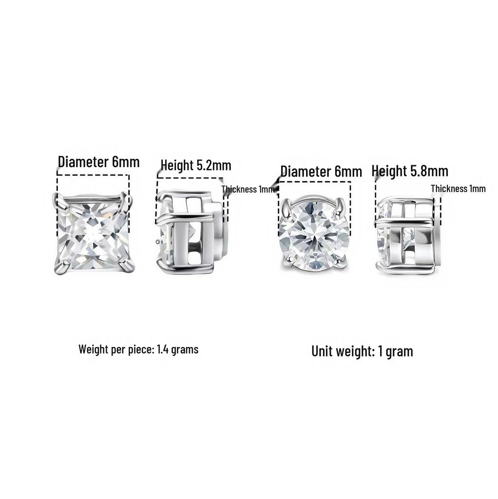 Zirconia Magnet Claw Fake Earrings - Unisex No-Piercing Ear Clip