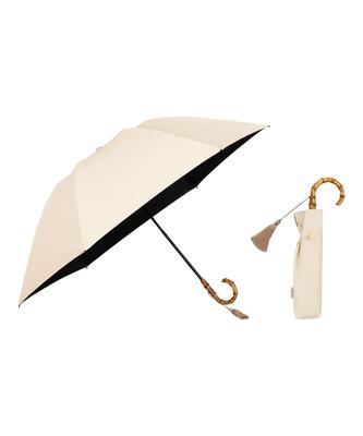 Parasol UVO Folding Plain Tassel Mini Beige Light UV for Sunny and Rainy Folding Umbrella 55cm Ribs Bamboo Wpc Stylish Cute UV102TSL03F16