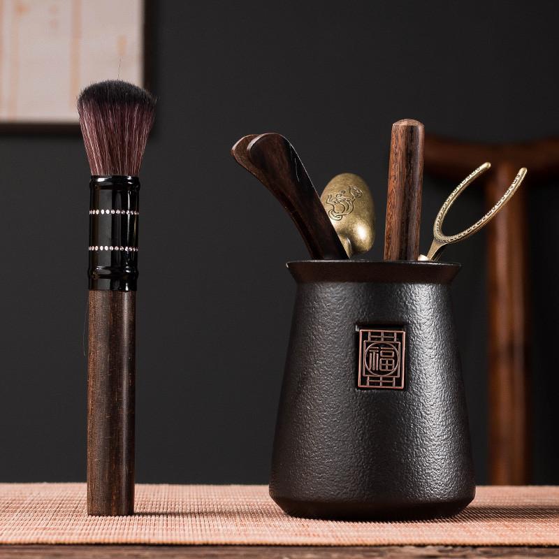 Chinese Style Tea Making Tools Tea Ceremony Six Gentleman Tea Set Tea Table Ceramic Cans Ebony Utensils Tea Combination Supplies
