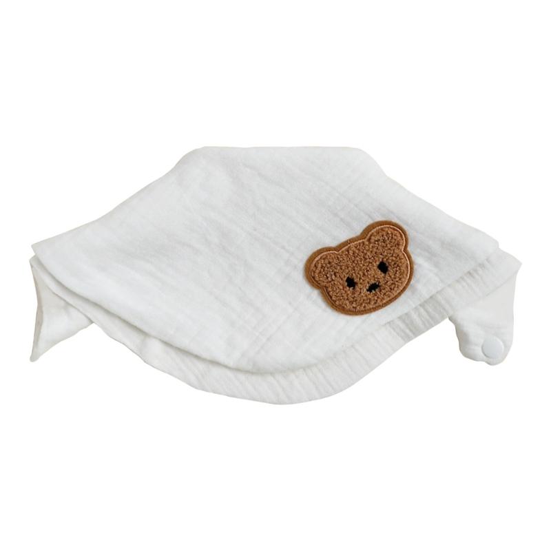 

Infant Cotton Bib 2-Layer Cute Bear Pattern Saliva Towel Comfortable Toddler Teething Bib Towel for Sensitive Skin Baby белый