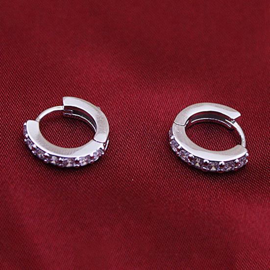 Earrings Round Fashionable Alloy Single Row Rhinestones Earrings for Banquet