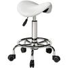 Salon Saddle Stool, Rolling Saddle Chair for Massage, Spa, Clinic, Beauty, Hairdressing and Tattoo, White