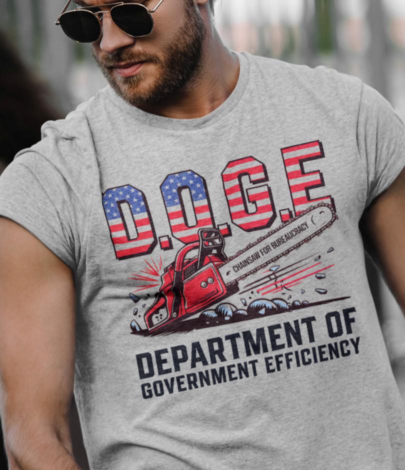 

Dept of Government Efficiency DOGE Chainsaw Musk T-Shirt Political Meme Tshirt S