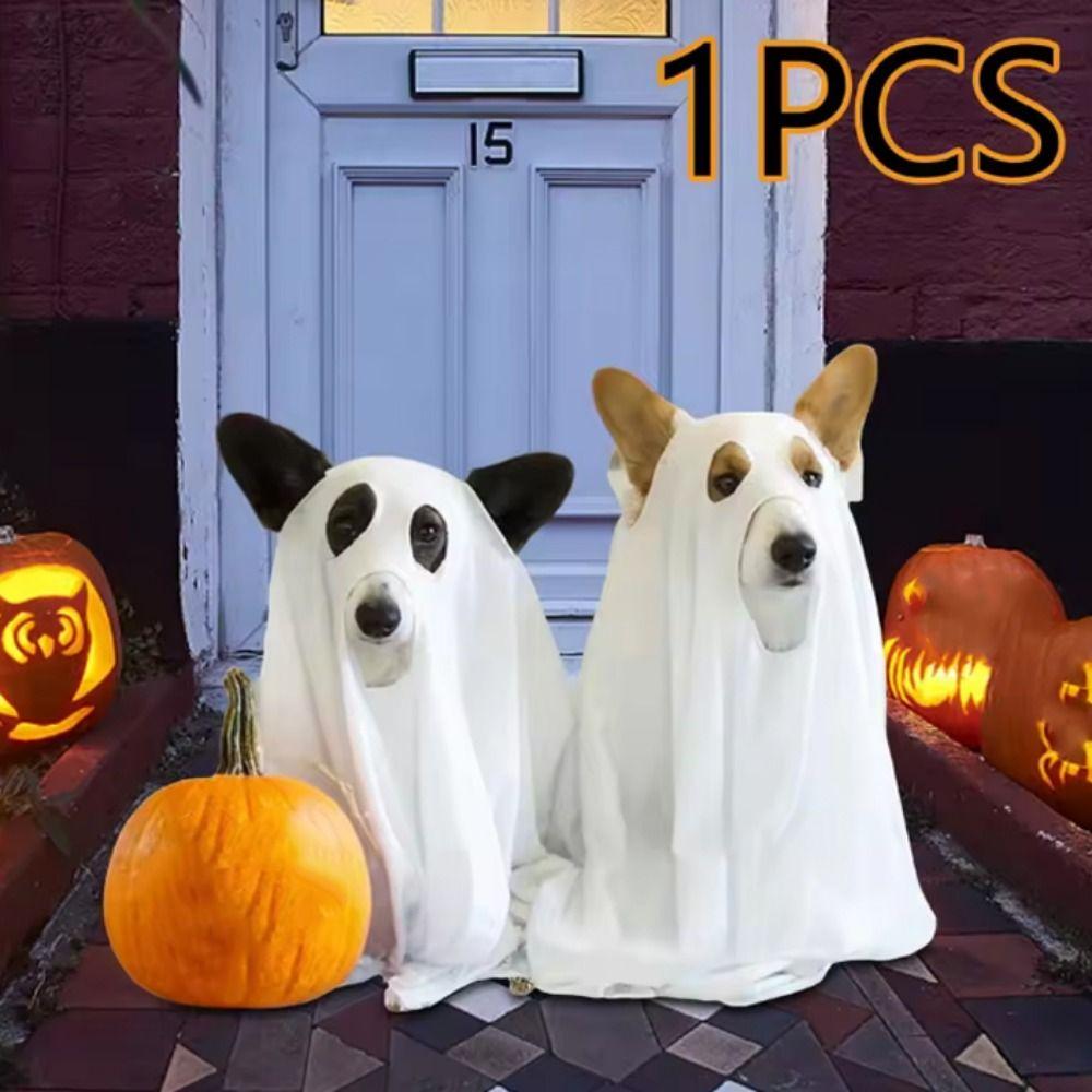 Decorative Dog Ghost Cape Breathable Pet Cosplay Clothes Ghost Dog Cloak Photo Props