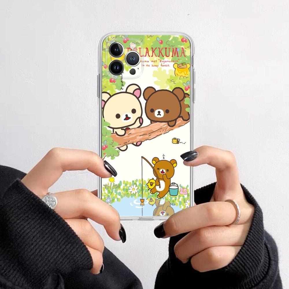 Cute Cartoon R-Rilakkuma Phone Case for iPhone 16 15 8 7 6 6S Plus X SE XR XS 14 11 12 13 Mini Pro Max Mobile Case