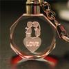 Light Valentine's Day 3D Crystal Engraving Couple Small Pendant Crystal Couple Key Chain For Women Girlfriend Keychain