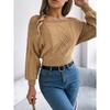 Women's Knitted Sweater Casual Solid Colour Off-the-Shoulder Long-Sleeved Pullover Sweatshirt
