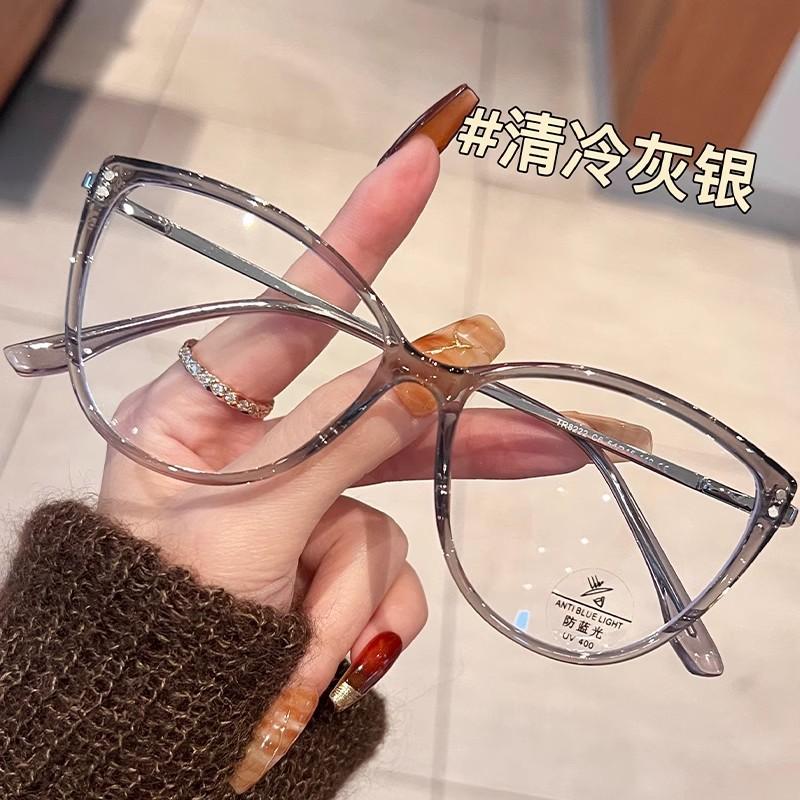 Retro tortoiseshell cat eye glasses for nearsighted men women anti blue light glasses tr90 round large frame leopard eyeglasses