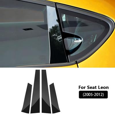 For SEAT Leon Altea 2005 2006 2007-2012 Car Window Door Column B C Pillar Post Trim Cover Glossy Black PC Stickers Accessories