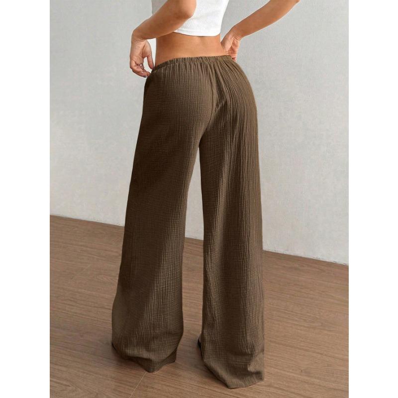 DAFIFY Women's Fashion Casual Solid Color Print High Waist Trousers Pants & Capris