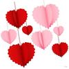 2026 Latest Models 8Pcs Foldable Paper Heart Hanging Ornament Valentine's Day Heart Decoration for Wedding Anniversary