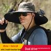Men's Summer Outdoor Cooling Fan Hat - High Wind Power Sun Protection for Hiking, Fishing, and Mountaineering. Lightweight Fisherman Style.