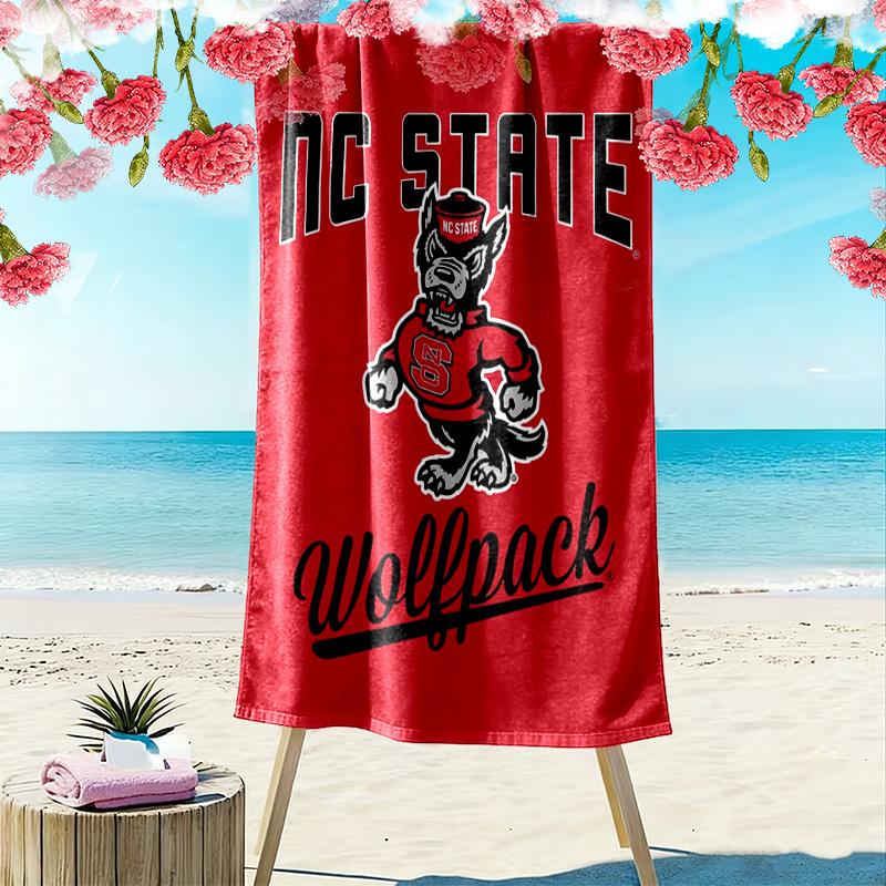 Serviette de plage Wolfpack de l'État de Caroline du Nord, Grande Serviette Douce à Séchage Rapide pour Plage Camping Natation