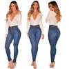 Women's Jeans Plus Size High Waist Multi Button Long Slimming Hip Lifting Pants