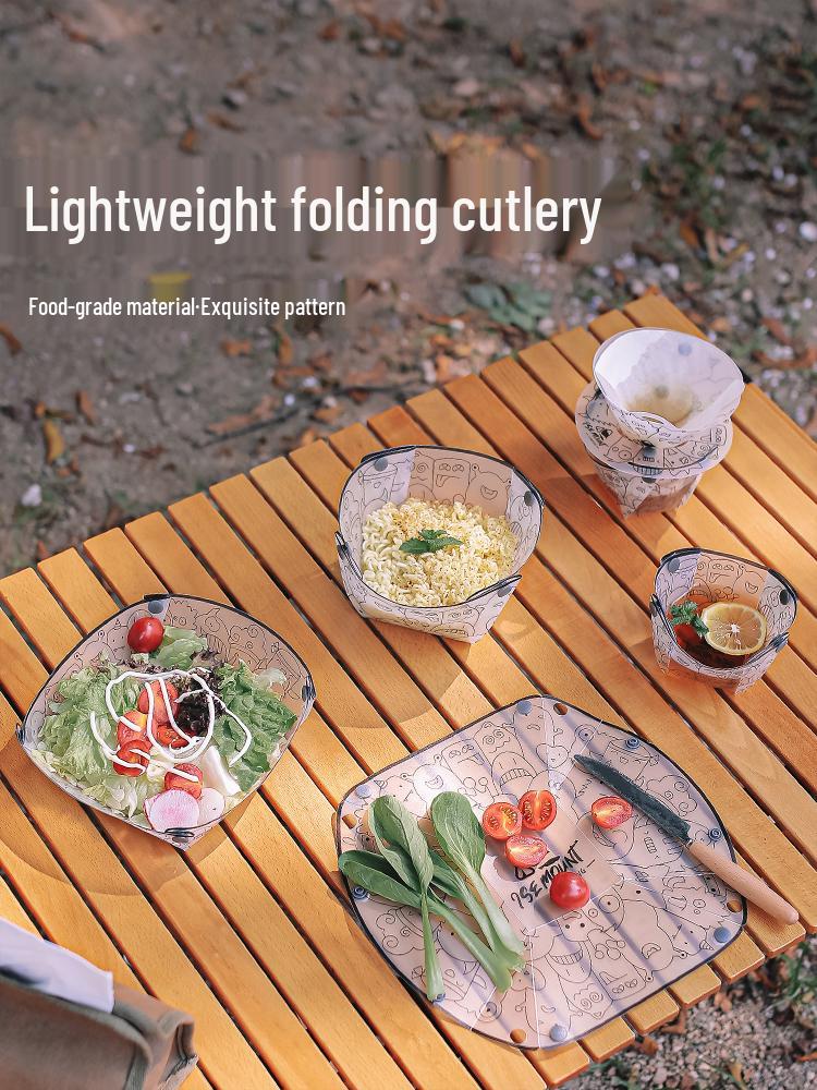 Portable Multi-Purpose Cutlery Set with Folding Bowl, Plate, Coffee Filter, Funnel, and Water Cup