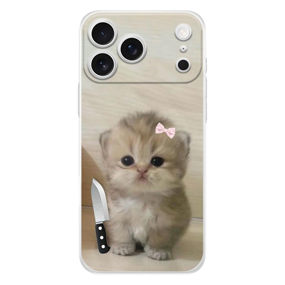 Soft Clear TPU Phone Case For iPhone 17 Air 16E 16 11 15 14 Pro MAX 12 13 7 8 Plus SE Easter Cover Protection Funny Animal Cat