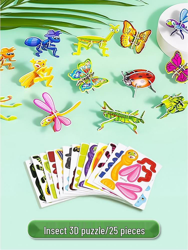 3D Insect Stereo Jigsaw Puzzle: Creative DIY Educational Toy for Kids' Early Learning