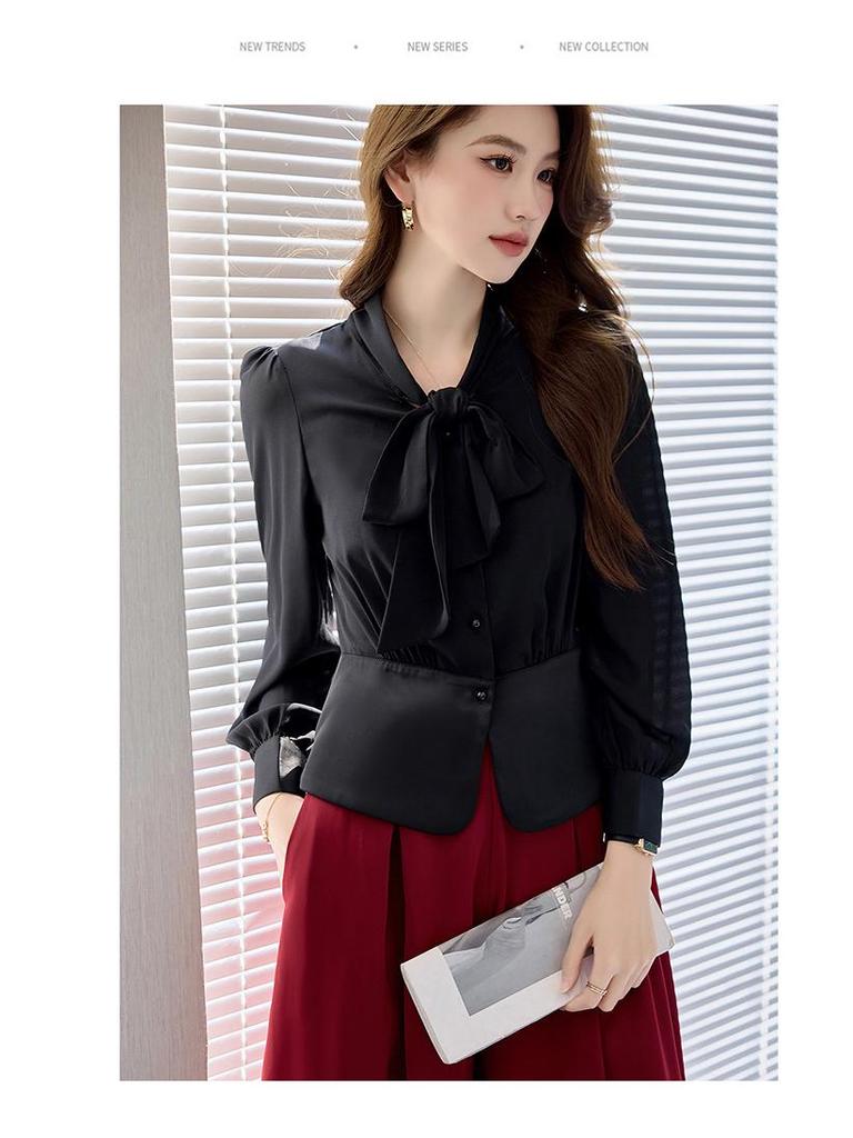 2025 Frühling & Herbst High-End Mode Zweiteiler: Schnürhemd mit langen Ärmeln & Weitbeinige Hose Set