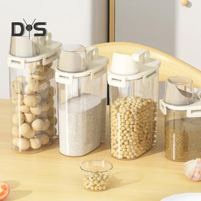 Rice Storage Container Sealed Jar Food Grade BPA Free Handle Design Dustproof Transparent Cereal Container Flour Bin