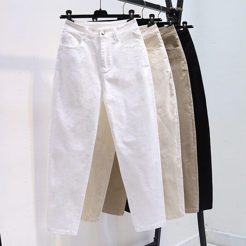 Versatile Khaki Women's Dad Jeans: High-Waisted, Loose, Slimming, Perfect for Spring/Autumn Casual Wear, and Flattering as Outerwear or Harem Pants.
