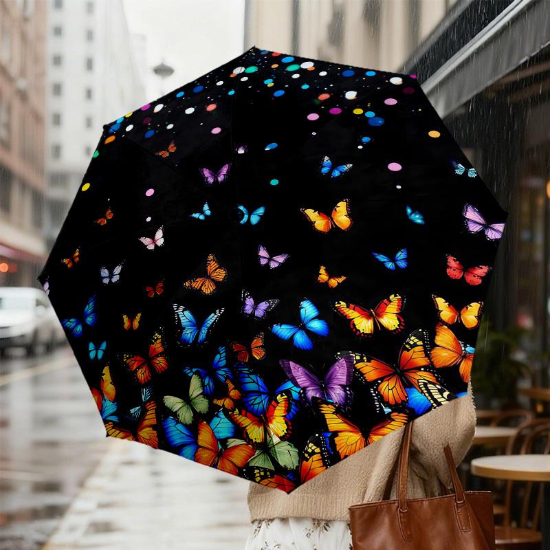 1pc Butterfly Party Pattern Umbrella Design Automatic Opening and Closing Umbrella, High-quality Travel Umbrella, c1128078