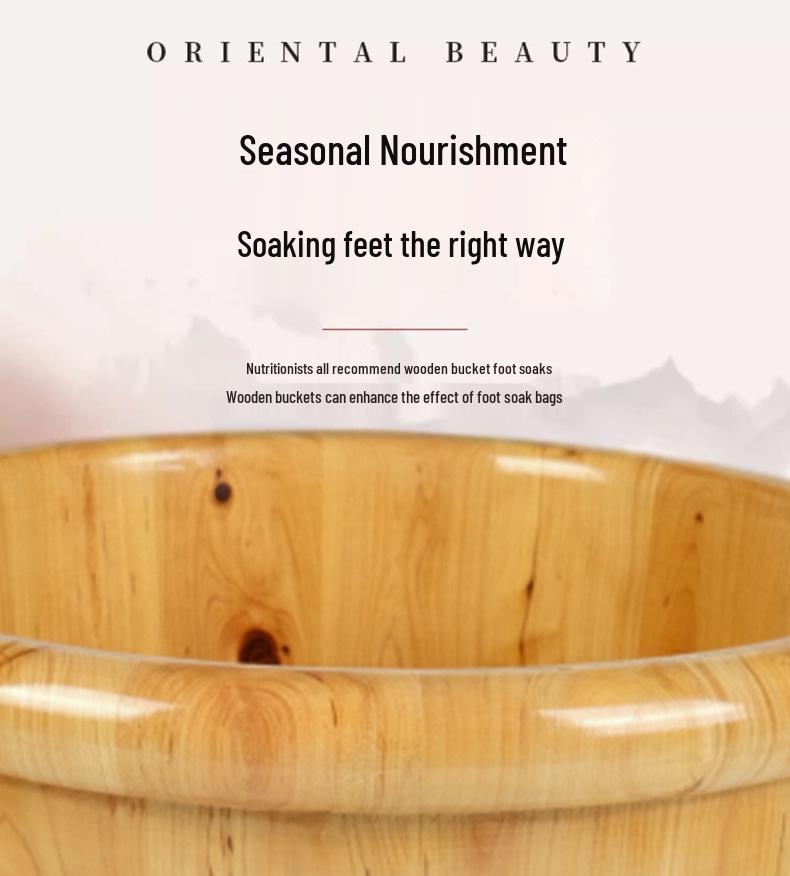 Cedar Wood Foot Bath Basin with Acupoint Massage - Household Wooden Soaking Bucket