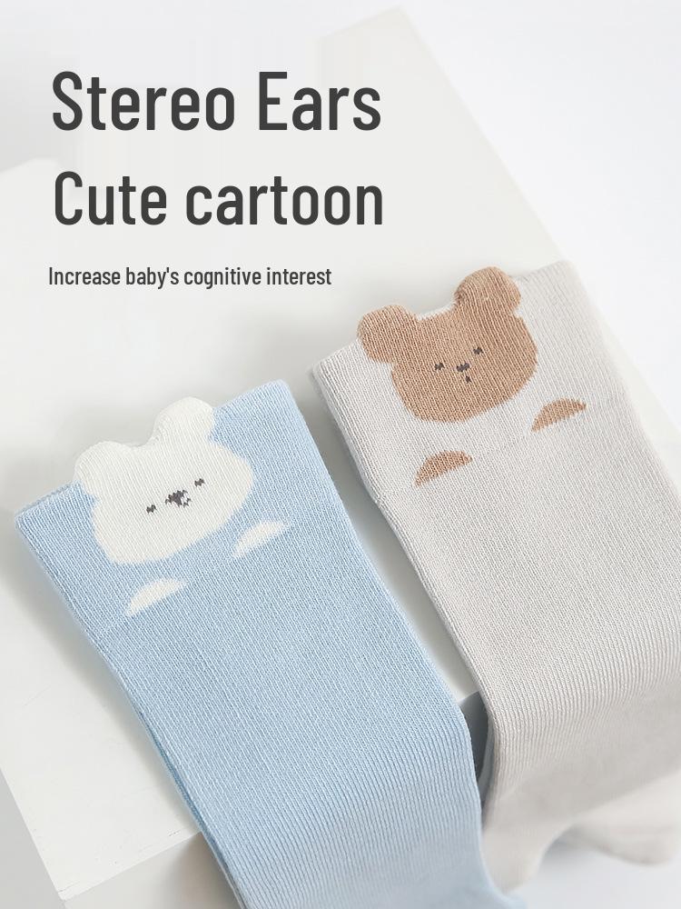 Cartoon Infant Over-Knee Cotton Socks - Seamless & Soft for Newborns