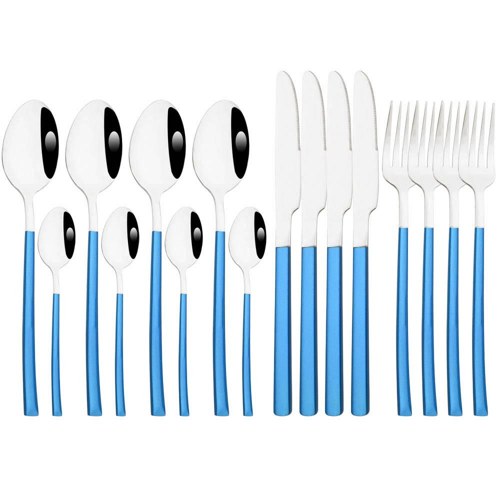 Jankng 16 sztuk czarne sztućce złote szwy zestaw obiadowy ze stali nierdzewnej kuchnia strona główna zachodnie zestaw sztućców nóż widelec łyżki zestaw zastawy stołowej