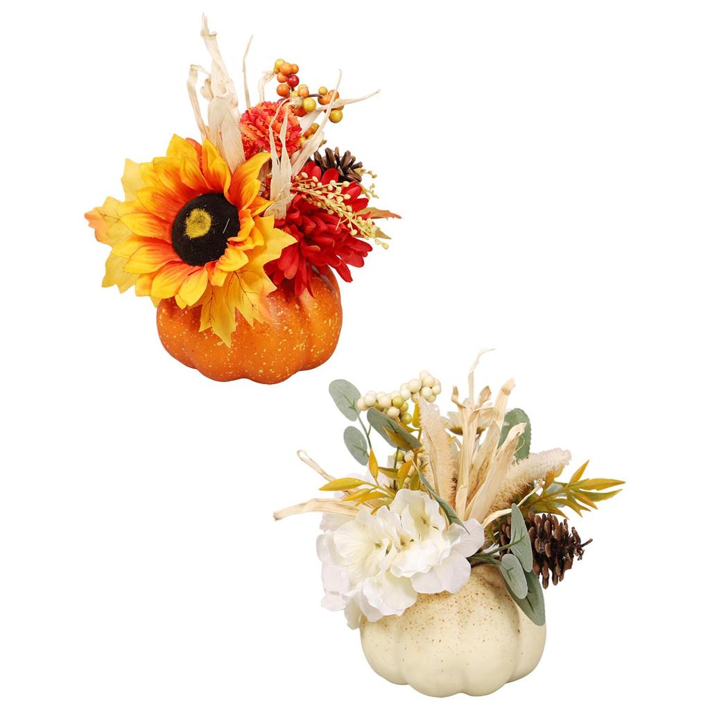 Artificial Pumpkin Flower Floral Arrangement Autumn Photo Props Fake Pumpkins Model for Kitchen Home Bedroom Party Thanksgiving