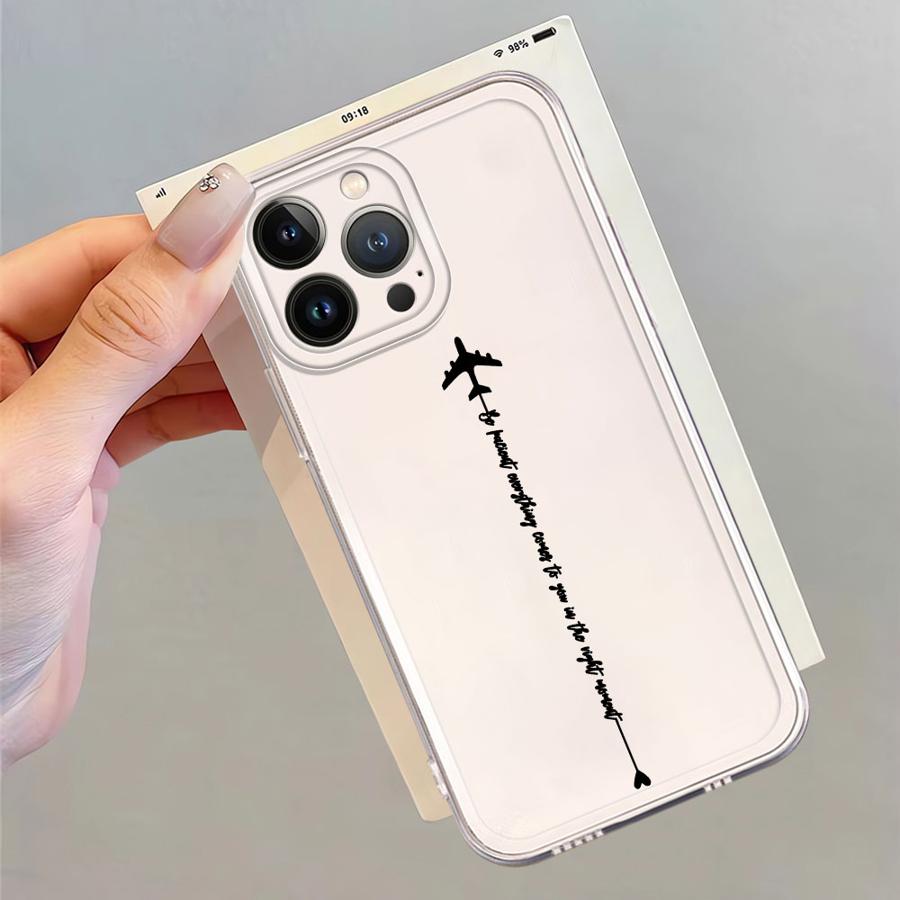 Airplane Lines With Heart Case for iPhone 17 Pro Max Air 7 8 16 12 Mini XS Max 15 11 13 Pro XR 14 Plus Soft Phone Cover