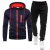New Cardigan Zipper Hooded Sweater Set, Digital Leisure Sports Solid Color Men's Sweatpants