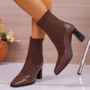 Women's Boots Fashionable Autumn New Comfortable Pointed Toe Side Zipper  Versatile Chunky Heels  Women's High Heel Boots 625