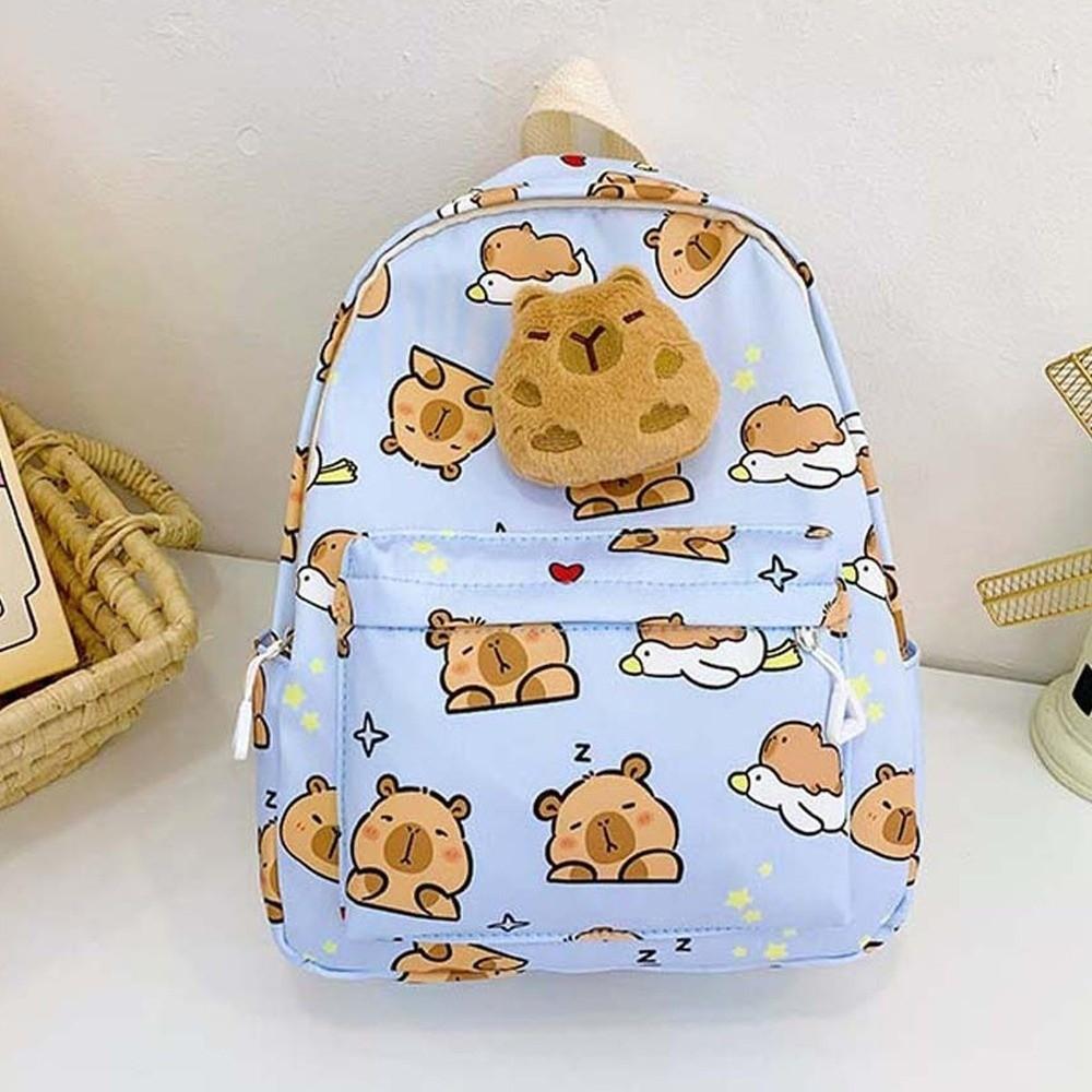 Nylon Capybara Backpack Thickened Large Capacity School Bag Cute Cartoon Animal Daypack Unisex