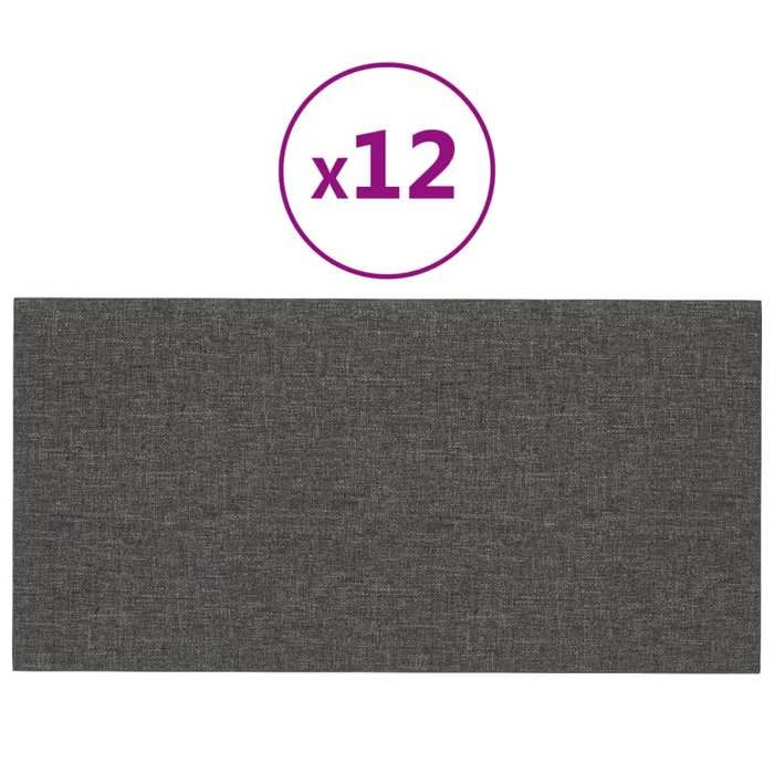 VidaXL Panneaux muraux 12 pcs Gris foncé 60x30 cm Tissu 2,16 m² 343846